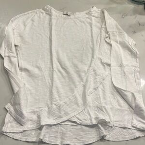 Anthropologie Ruffle Hem Long Sleeve Shirt